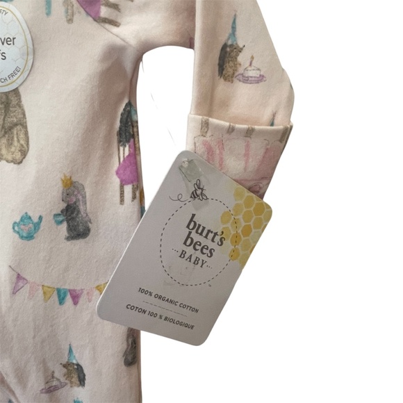 Burt's Bees Organic Sleep & Play Footie Romper TEA PARTY Girls 0-3 Month Newborn - Picture 7 of 7